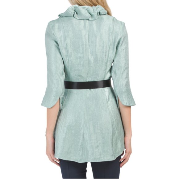 NWT Adrianna Papell Ruffle Collar Shimmer Top - Picture 3 of 5